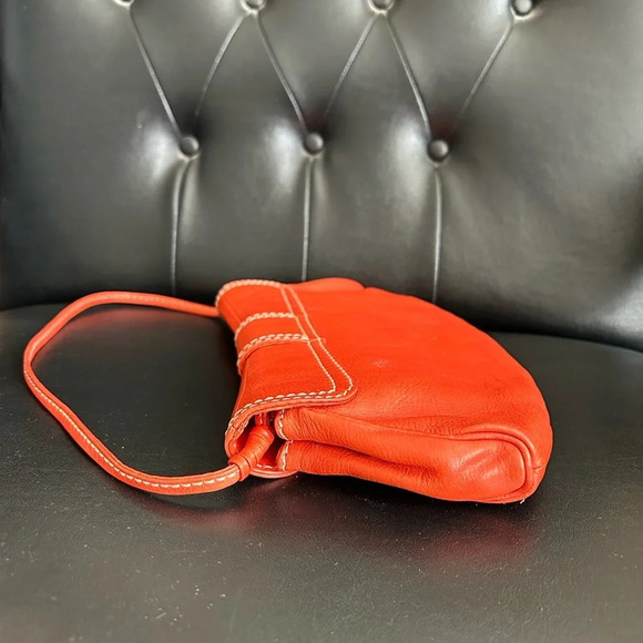 Celine Shoulder Mini Bag Baguette Orange Leather Made in Italy - Picture 7 of 16